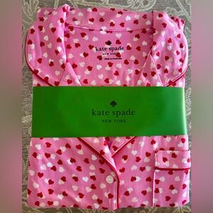 Kate Spade Pink and Red Hearts Women’s Long Sleeve Size M PJ Set